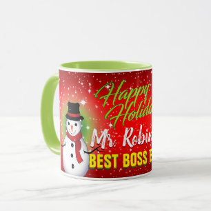 Happy Holidays Bester Boss je mit Namen Tasse