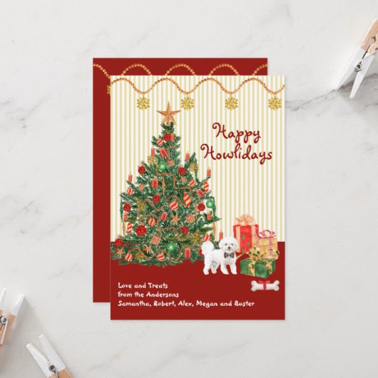 Happy Holidays Bichon Frise Weihnachten (Vorderseite/Rückseite Beispiel)