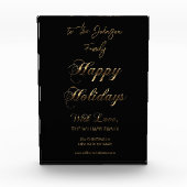 Happy Holidays Black and Gold Einzigartige Weihnac Fotoblock (Vorderseite)