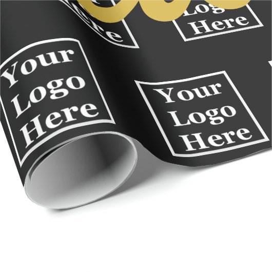 Happy Holidays Black and Gold Script Business Logo Geschenkpapier (Rolleneckpunkt)