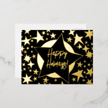 Happy Holidays Black and Gold Stars Weihnachten