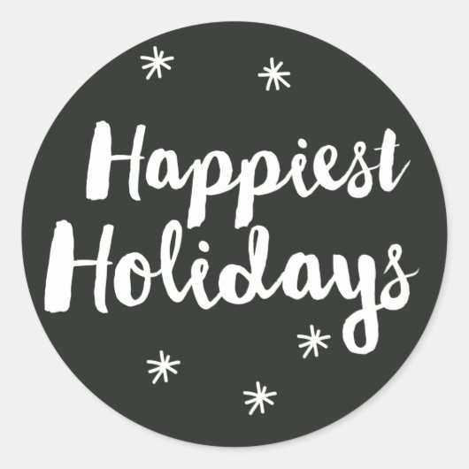 Happy Holidays Black Script Round Sticker (Vorderseite)