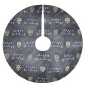 Happy Holidays Black Skulls Tree Skirt Polyester Weihnachtsbaumdecke (Vorderseite)
