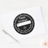 Happy Holidays Black Sticker mit Schneeflocken (Umschlag)
