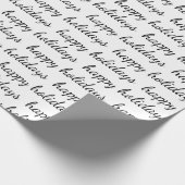 Happy Holidays Black White Weihnachten Urlaub Geschenkpapier (Ecke)