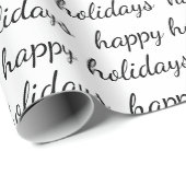 Happy Holidays Black White Weihnachten Urlaub Geschenkpapier (Rolleneckpunkt)
