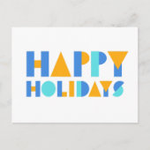 Happy Holidays Blank Yellow & Blue Postcard Postkarte (Vorderseite)
