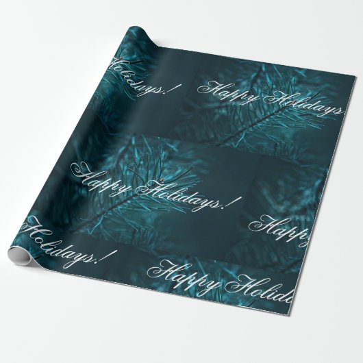 Happy Holidays Blassgrüne Pine Fir Tree Geschenkpapier (Ungerollt)
