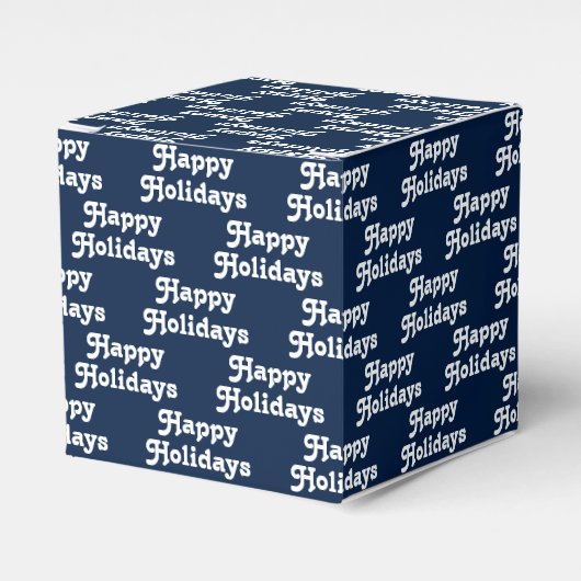 "Happy Holidays" blaue, weiße Weihnachtsgeschenke Geschenkschachtel (Vorderseite)