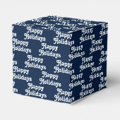 "Happy Holidays" blaue, weiße Weihnachtsgeschenke Geschenkschachtel (Rückseite)