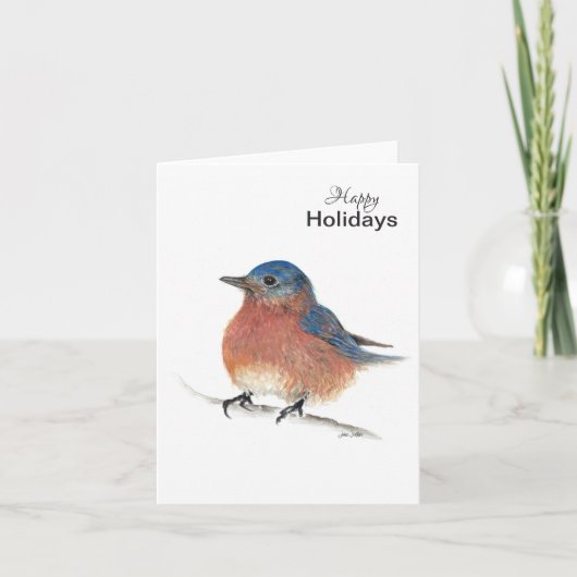 Happy Holidays Blue Bird Card Karte (Vorderseite)