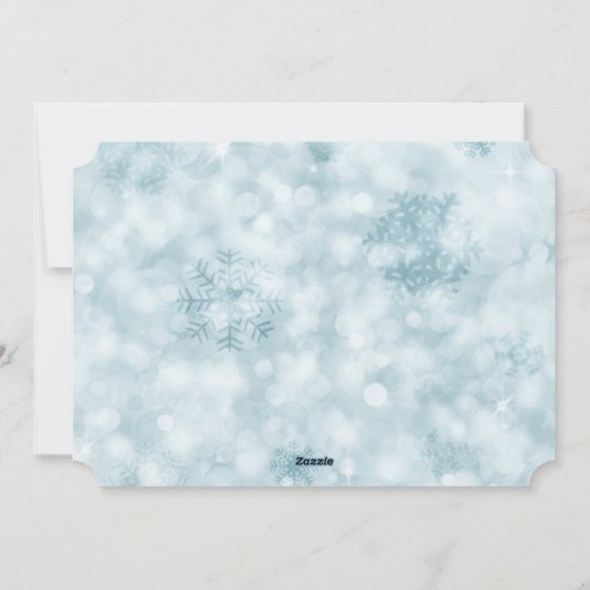 Happy Holidays Blue Bokeh Foto Vorlage Weihnachten (Rückseite)