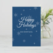 Happy Holidays Blue Card Feiertagskarte (Stehend Vorderseite)