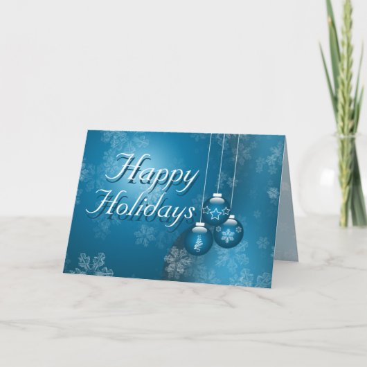 Happy Holidays Blue Feiertagskarte (Vorderseite)