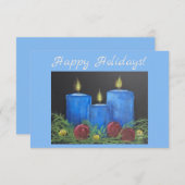 Happy Holidays Blue Flat Card Dankeskarte (Vorne/Hinten)
