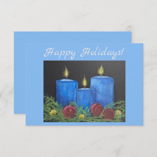 Happy Holidays Blue Flat Card Dankeskarte (Vorne/Hinten)
