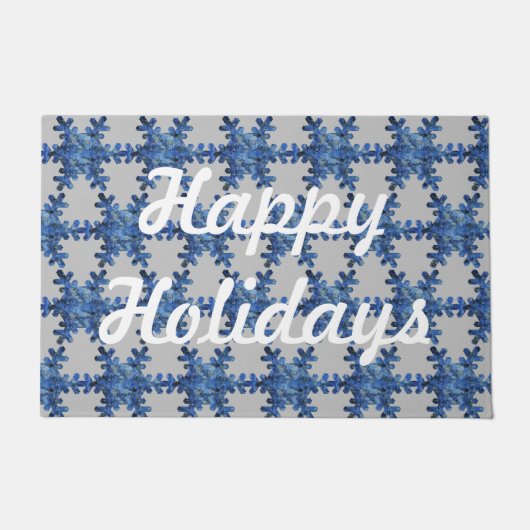 Happy Holidays Blue Hydrangea Snowflake Door Mat Fußmatte (Vorderseite)
