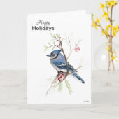 Happy Holidays Blue Jay Holiday Card Karte (Gelbe Blume)