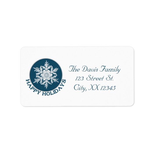 Happy Holidays Blue Paper Snowflake Adressaufkleber (Vorne)