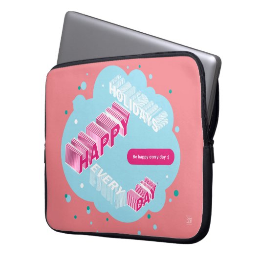 Happy Holidays, Blue & Pink Laptopschutzhülle (Vorderseite Links)