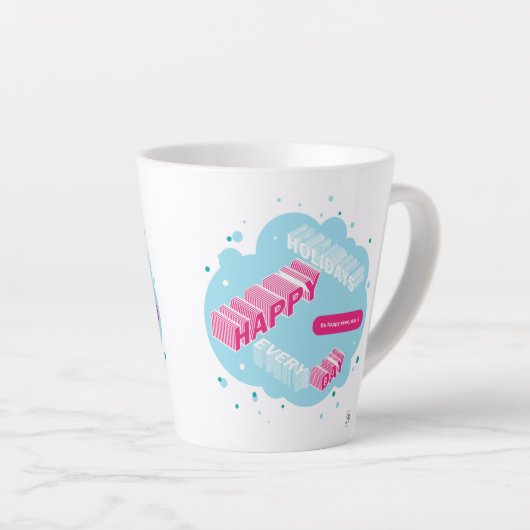 Happy Holidays, Blue & Pink Milchtasse (Rechte Ecke)