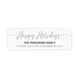 Happy Holidays Blue Script Rücksendeadresse