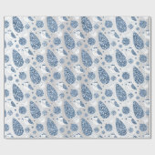 Happy Holidays Blue Silver Glitzer White Ball Dec Geschenkpapier (Flach)