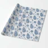Happy Holidays Blue Silver Glitzer White Ball Dec Geschenkpapier (Ungerollt)