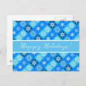 Happy Holidays Blue Snowflakes Postkarte (Vorne/Hinten)