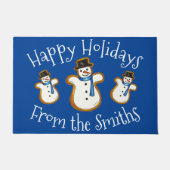 Happy Holidays Blue Snowman Sugar Cookie Weihnacht Fußmatte (Vorderseite)