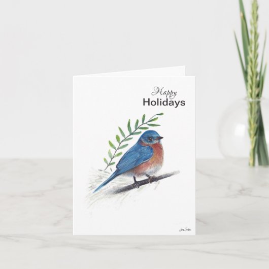 Happy Holidays Bluebird Bird Card Karte (Vorderseite)