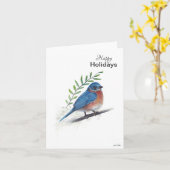 Happy Holidays Bluebird Bird Card Karte (Gelbe Blume)