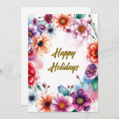 Happy Holidays Blume Wasserfarbe Frohe Weihnachten (Vorne/Hinten)