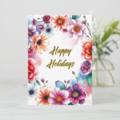 Happy Holidays Blume Wasserfarbe Frohe Weihnachten (Stehend Vorderseite)