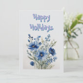 Happy Holidays Blume Wasserfarbe Frohe Weihnachten (Stehend Vorderseite)