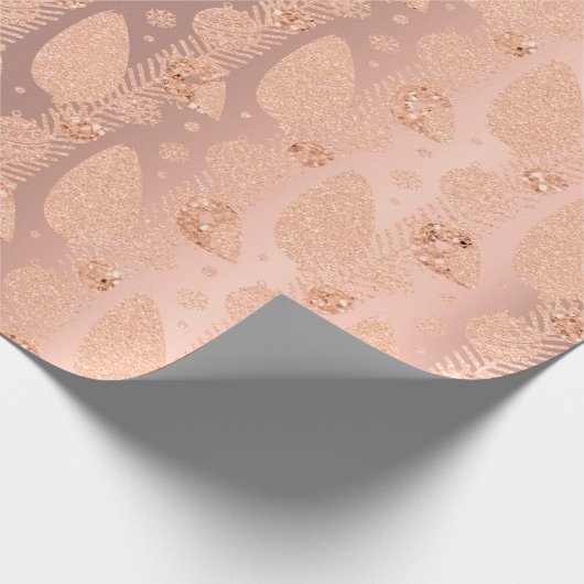 Happy Holidays Blush Rose Glitzer Weihnachtsbär Geschenkpapier (Ecke)