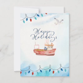 Happy Holidays Boat Holiday Card Feiertagskarte