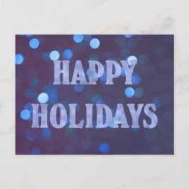 Happy Holidays Bokeh Blue Postkarte