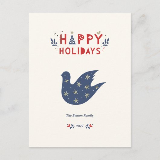 Happy Holidays Bold Typografie Postkarte (Vorderseite)