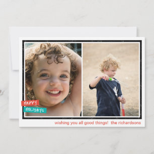 Happy Holidays Border x2 Feiertagskarte