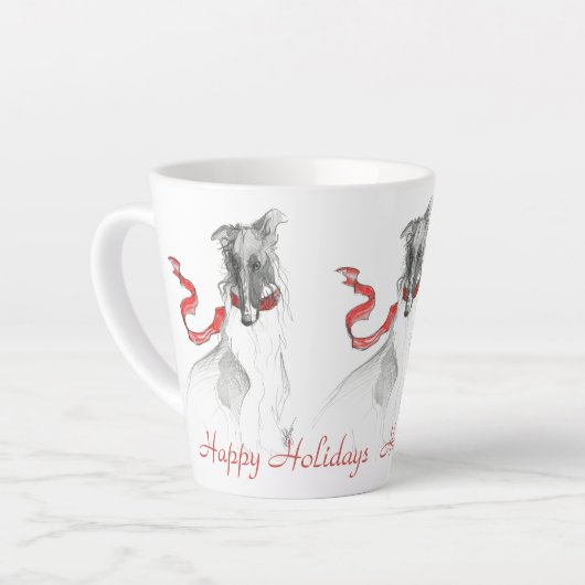 Happy Holidays Borzoi Tasse (Linke Ecke)