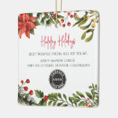 Happy Holidays Botanical Business Logo Weihnachten Keramikornament (Links)