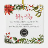 Happy Holidays Botanical Business Logo Weihnachten Keramikornament (Vorderseite)