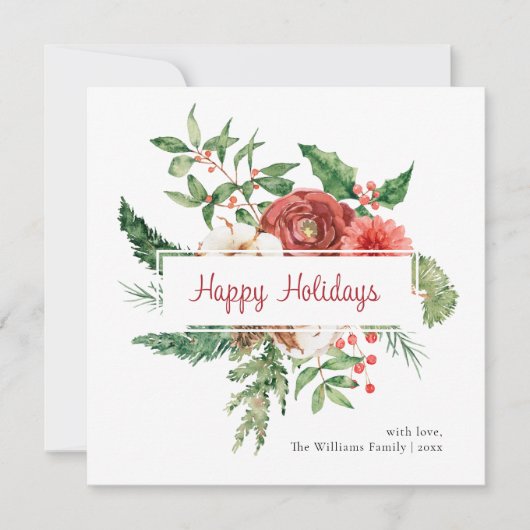 Happy Holidays Botanische Weihnachtskarte (Vorderseite)