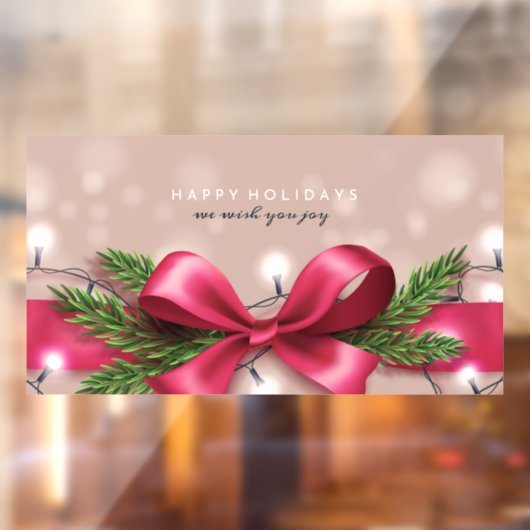 Happy Holidays Bow und Weihnachtslicht Fensteraufkleber (Blatt 2)