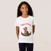 Happy Holidays Boxer Dog Weihnachtsmannmütze Niedl T-Shirt (Vorne ganz)