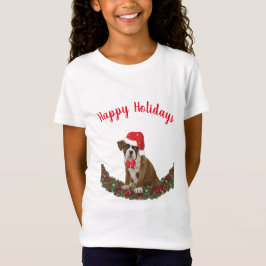 Happy Holidays Boxer Dog Weihnachtsmannmütze Niedl T-Shirt