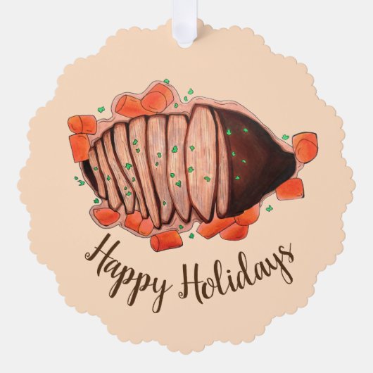 Happy Holidays Braised Beef Brisket Jüdische Küche Ornament Karte (Vorderseite)