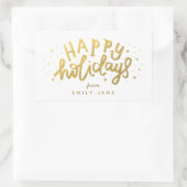 Happy Holidays Briefe Gold Foil Weihnachten Rechteckiger Aufkleber (Tasche)