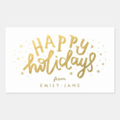 Happy Holidays Briefe Gold Foil Weihnachten Rechteckiger Aufkleber (Vorderseite)
